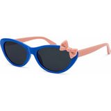 Toz Vintage Puvino Mavi Kemik Çerçeve Pembe Sap Fiyonk Detaylı Cat Eye Çocuk Güneş Gözlüğü