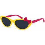 Toz Vintage Puvino Sarı Kemik Çerçeve Pembe Sap Fiyonk Detaylı Cat Eye Çocuk Güneş Gözlüğü