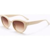 Toz Vintage Ralset Krem Retro Kedi Gözü Kemik Unisex UV400 Vintage Retro Güneş Gözlüğü - Pembe