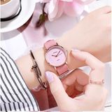 Toz Vintage Sade Tasarım Şık ve Modern Kol Saati - Pembe - Yeşil