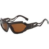 Toz Vintage Serrate Siyah Çerçeve Kahverengi Cam Vintage Retro Unisex Güneş Gözlüğü