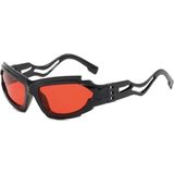 Toz Vintage Serrate Siyah Çerçeve Kırmızı Cam Vintage Retro Unisex Güneş Gözlüğü