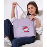 Toz Vintage Shawan Yazılı Fermuarlı Bez Kol Omuz Çantası - 35 x 35 - Mor