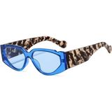 Toz Vintage Showy Mavi Leopar Desenli Kemik Çerçeve Vintage Retro Güneş Gözlüğü