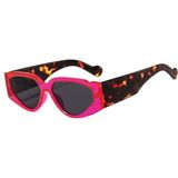 Toz Vintage Showy Pembe Leopar Desenli Kemik Çerçeve Vintage Retro Güneş Gözlüğü - Mor Pembe