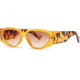 Toz Vintage Showy Sarı Leopar Desenli Kemik Çerçeve Vintage Retro Güneş Gözlüğü