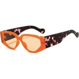 Toz Vintage Showy Turuncu Leopar Desenli Kemik Çerçeve Vintage Retro Güneş Gözlüğü