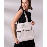 Toz Vintage Spring Break Yazılı Kol Omuz Çanta - 35 x 35 - Krem