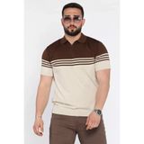 TOZLU Erkek Polo Yaka Çizgi Desenli Çift Renkli Triko Tişört