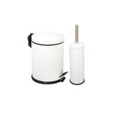 Tozlu Pazar Vintage 2 Li Çöp Kovası Çöp Kutusu Banyo Seti Çizgili Model Beyaz 5 Litre Ve Wc Fırçası Seti