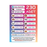 TOZLU RAF Premium Kalite yırtılmaz 230 Adet Kişiye Özel İsimli Defter Kalem Okul Etiketi