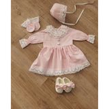 Tozpembebaby Pembe Pamuklu Bebek Elbise Takimi