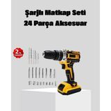 Tp Buğz 24 Parça Çift Bataryalı Akülü Darbeli Matkap – Güçlü Motor, Metal Dişli, LED Işıklı