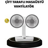 tp Buğz 720° Dönebilen Çift Başlıklı USB Şarjlı Masaüstü Vantilatör – Sessiz ve Güçlü Serinlik