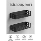 Tp Buğz Banyo Düzenleyici Şampuanlık Sabunluk 2 Li Set Lamalı Güçlü Kaliteli Yapışkanlı Duş Rafı Organizer