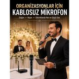 tp Buğz Yeni Nesil Kablosuz El Mikrofonu Seti Dijital Ekranlı Çift Mikrofonlu