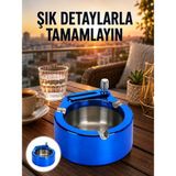 tp Buğz Yuvarlak Metal Küllük Çakmak Entegreli Dayanıklı Yapı Yeni Nesil