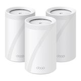 TP-Link Deco BE65(3-pack), BE9300 Mbps, 4 × 2.5 Gbps Portlar, 320 MHz Kanallar, 6 GHz Bandında Çalışır, 200 Cihaza Kadar Bağlanılabilirlik, VPN, WPA3, Üç Bantlı Wi-Fi 7 Mesh Sistemi