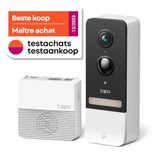 TP-Link Tapo D230S1, 2K 5MP Tapo Akıllı Görüntülü Renkli Gece Görüş Destekli Kapı Zili, Pille çalışır, İki Yönlü Konuşma, IP64, Bulut/Yerel Depolama, Alexa ve Google Home ile Çalışır, Kolay Kurulum