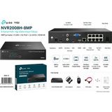 Tp-Link Vıgı NVR2008H-8MP 8 Kanal 8mp Poe+ Nvr 4K HDMI 8x Poe+ 90W 2x Sata 32TB H.265+KAYIT Cihazı - Siyah