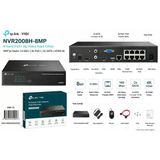 Tp-Link Vıgı Nvr2008h-8Mp 8 Kanal 8Mp Poe+ Nvr 4K Hdmı 8X Poe+ 90W 2X Sata 32Tb H.265+Kayıt Cihazı