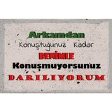 tp Retro Vintage 5 mm Ahşap Üzerine Darılıyorum Temalı Poster Tablo 20X30 cm - 20 x 30 - Renkli