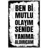 tp Retro Vintage 5 mm Ahşap Üzerine Mutlu Olayım Temalı Poster Tablo 20X30 cm - 20 x 30 - Renkli
