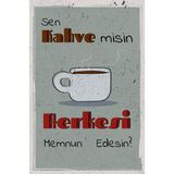 tp Retro Vintage 5 mm Ahşap Üzerine Sen Kahvemisin Temalı Poster Tablo 20X30 cm - 20 x 30