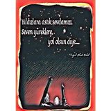 Tp Retro Vintage 5 mm Ahşap Üzerine Yıldızlara Astık Sevdamızı Temalı Poster Tablo 20X30 cm - Renkli