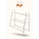 TP TUNAPRES Zeenza Home Flora 3'lü Basamaklı Metal Beyaz Çiçeklik