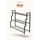 TP TUNAPRES Zeenza Home Flora 3'lü Basamaklı Metal Siyah Çiçeklik
