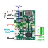 Tp4056 18650 Lityum Pil Şarj Micro Usb Ayarlı Voltaj Yükseltici 3-7v To 27v Boost Step Up Lion Akü