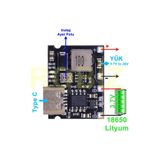 TP4056 18650 Lityum Pil Şarj Modül Type C Ayarlı Voltaj Yükseltici Lion Batarya Akü DC 3.7V to 28V DVM.101.334