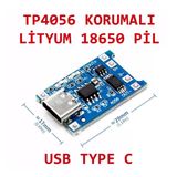 Tp4056 Type-C Korumalı 18650 Lipo Pil Şarj Devresi
