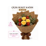 TR 20 Adet Kahverengi Gazete Desenli Buket Kağıdı 58x58 cm – Çiçek Ambalaj Kağıdı – Buket