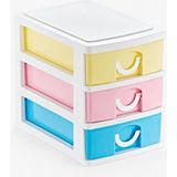Tr 3 Katlı Çekmeceli Organizer, Pastel Renkli Mini Masaüstü Düzenleyici, Makyaj Masası Takı ve Kozmetik Saklama Kutusu, Plastik Çekmece Organizer - 1BW-Beyaz