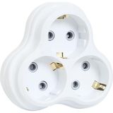 Tr 3lü Papatya Golyat Fiş, Üçlü Topraklı Priz Duvar Tipi Çoklayıcı Fiş, 16A 250 Volt, Max 3600 Watt (Beyaz)