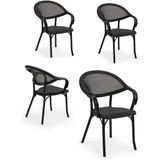 Tr 4 Adet Flash-N Polipropilen Kollu Sandalye Siyah File - Bahçe, Balkon, Teras, Havuz Kenarı, İç Ve Dış Mekan, Kafe, Restoran İçin, İstiflenebilir, Uv Korumalı, Dayanıklı