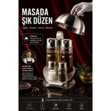 Tr 4'lü Paslanmaz Çelik Stantlı Içi Cam Yağlık Sirkelik Tuzluk Biberlik Seti Menaj Takımı 7 - Çok Renkli - 0,5 ml