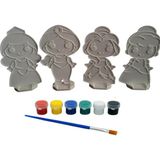 Tr 4'lü Prenses Boyama Seti – 3D Baskı Boyanabilir Figürler + 6'li Boya ve Fırça - (DipCamo)Charcoal-White
