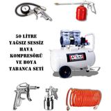Tr 50 Litre Yağsız Sessiz Hava Kompresörü, Boya Tabanca Seti - Genel