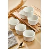 Tr 6'Li Porselen Sufle Kabı, 10 Cm, Beyaz, Meze Sos Çerez Tatlı Kasesi Seti 40036