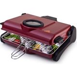 Tr AB661 1200 W Bordo Elektrikli Izgara, Kokusuz ve Dumansız Mangal, Barbekü - Ahşap - Beyaz