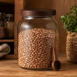 Tr Akasya Mega Cam Kavanoz 3000 Ml, Akasya Kapaklı Büyük Saklama Kavanozu, Ahşap Kaşıklı Cam Kavanoz, Bakliyat Kahve Makarna Kuruyemiş Baharat Için Mutfak Düzenleyici - 0,35 L