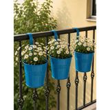 Tr Askılı Balkon Saksı Seti, 3 Adet, Metal, Turkuaz, 1,5lt - Genel