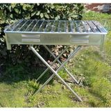 Tr Ayaklı Büyük Mangal 60Cm Kebapçı Geniş Oluklu Paslanmaz Galvaniz Gövde Krom Izgara Kömürlü Mangal
