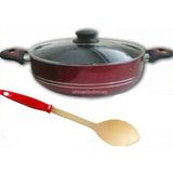 Tr Ayrex Büyük Boy Basık Teflon Karnıyarık Tenceresi Teflon Kaşığı Hediyeli 28 cm Cam Kapak - Genel