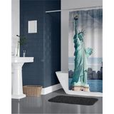 Tr Banyo Perdesi 1X180X200 Tek Kanat Duş Perdesi Halka Hediyeli Duşakabin Perdesi New York - Genel