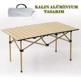 Tr Büyük Boy Gold Full Alüminyum Katlanır Kamp Masası Piknik Seti Çanta Tipi Balkon Bahçe Mutfak Masası
