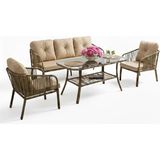 Tr Capri Swing Artemis Üçlü Rattan Balkon Bahçe Takımı | Kahve - Genel